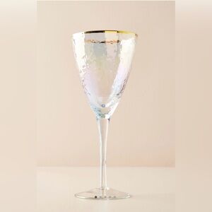 Anthropologie Zaza hand blown 24k Gold irradecent Wine Glasses, Set of 4 NIB